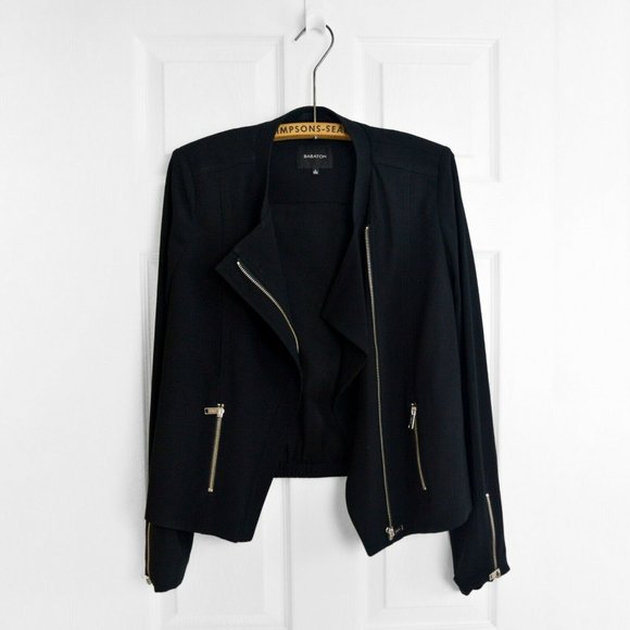 Aritzia Jackets & Blazers - Aritzia Babaton Moto Jacket Black Crepe